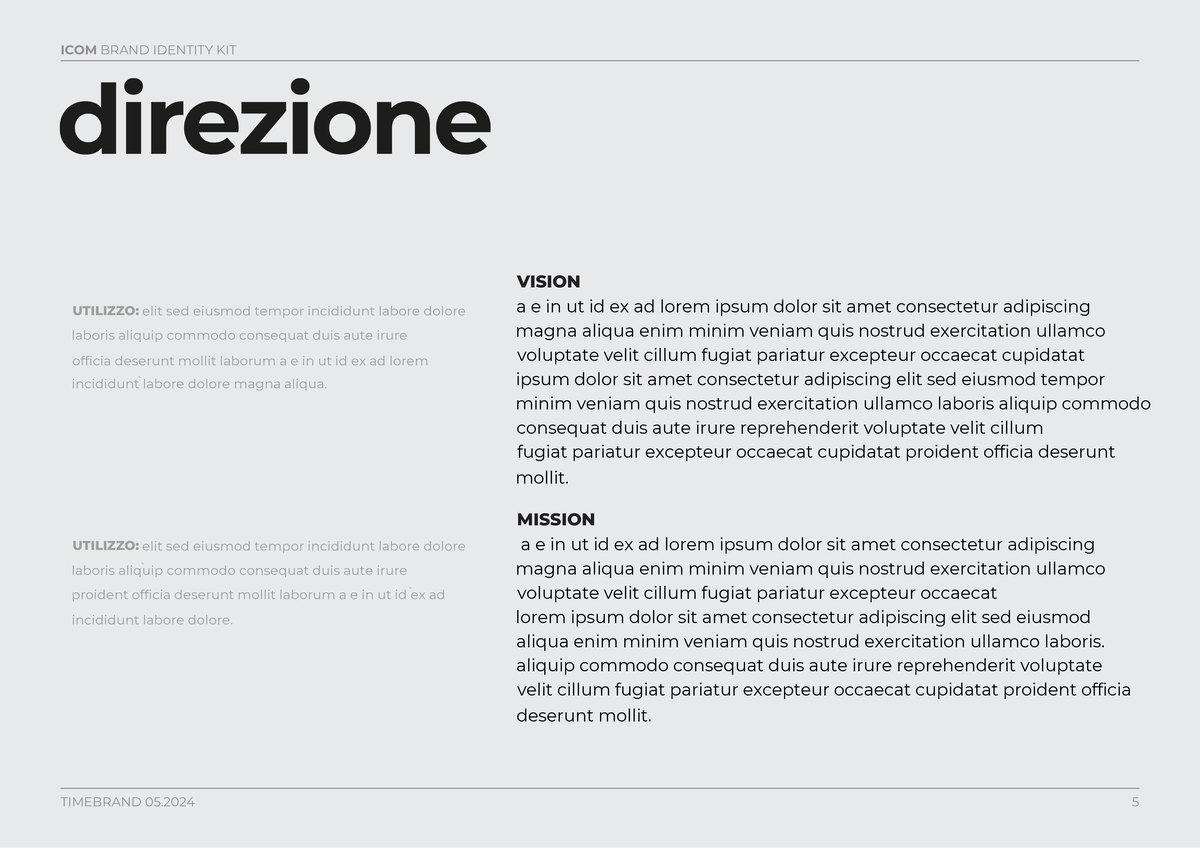 La pagina essenza del documento di posizionamento: vision e mission