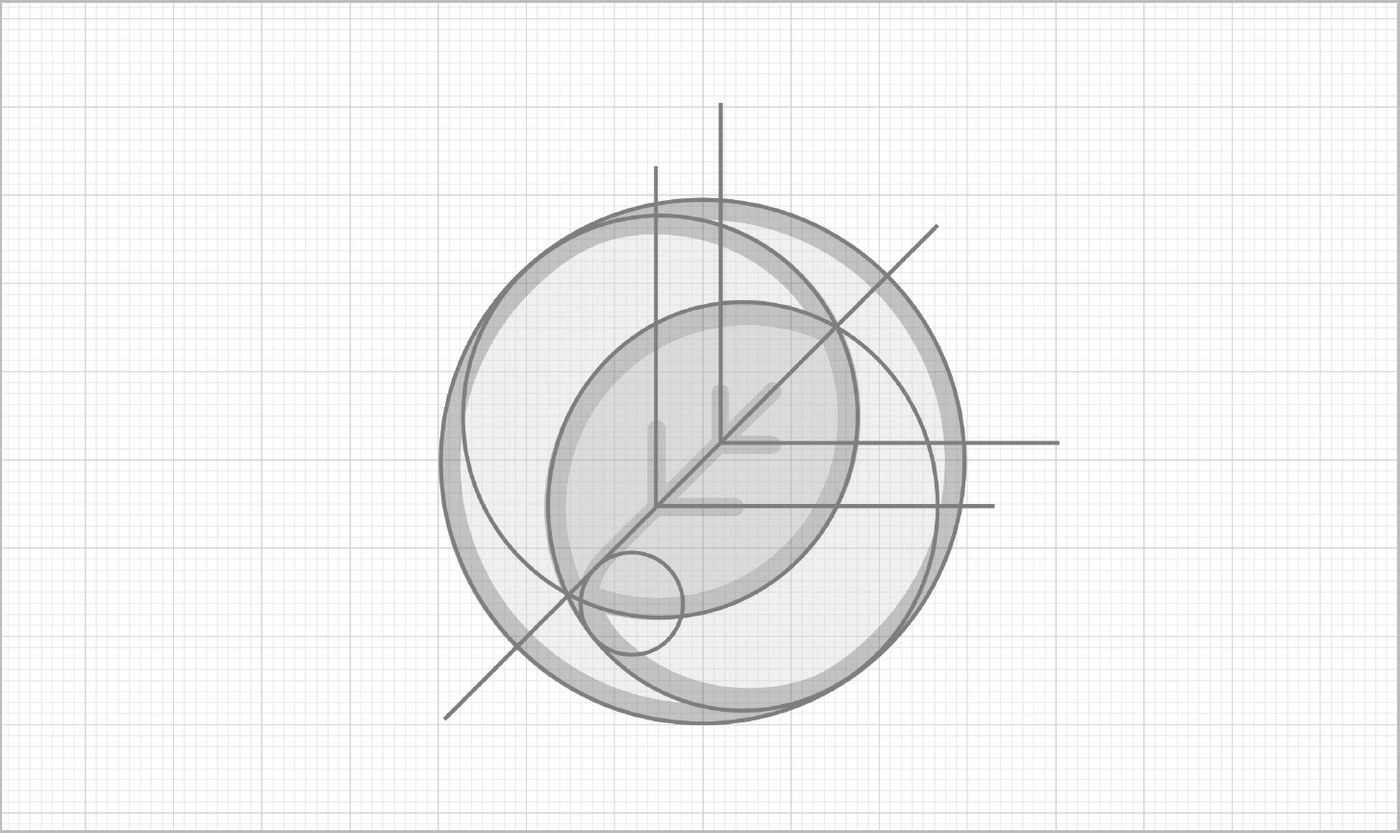La costruzione geometrica del pittogramma Promotec disegnata da TimeBrand: cerchi, assi e proporzioni che generano il simbolo