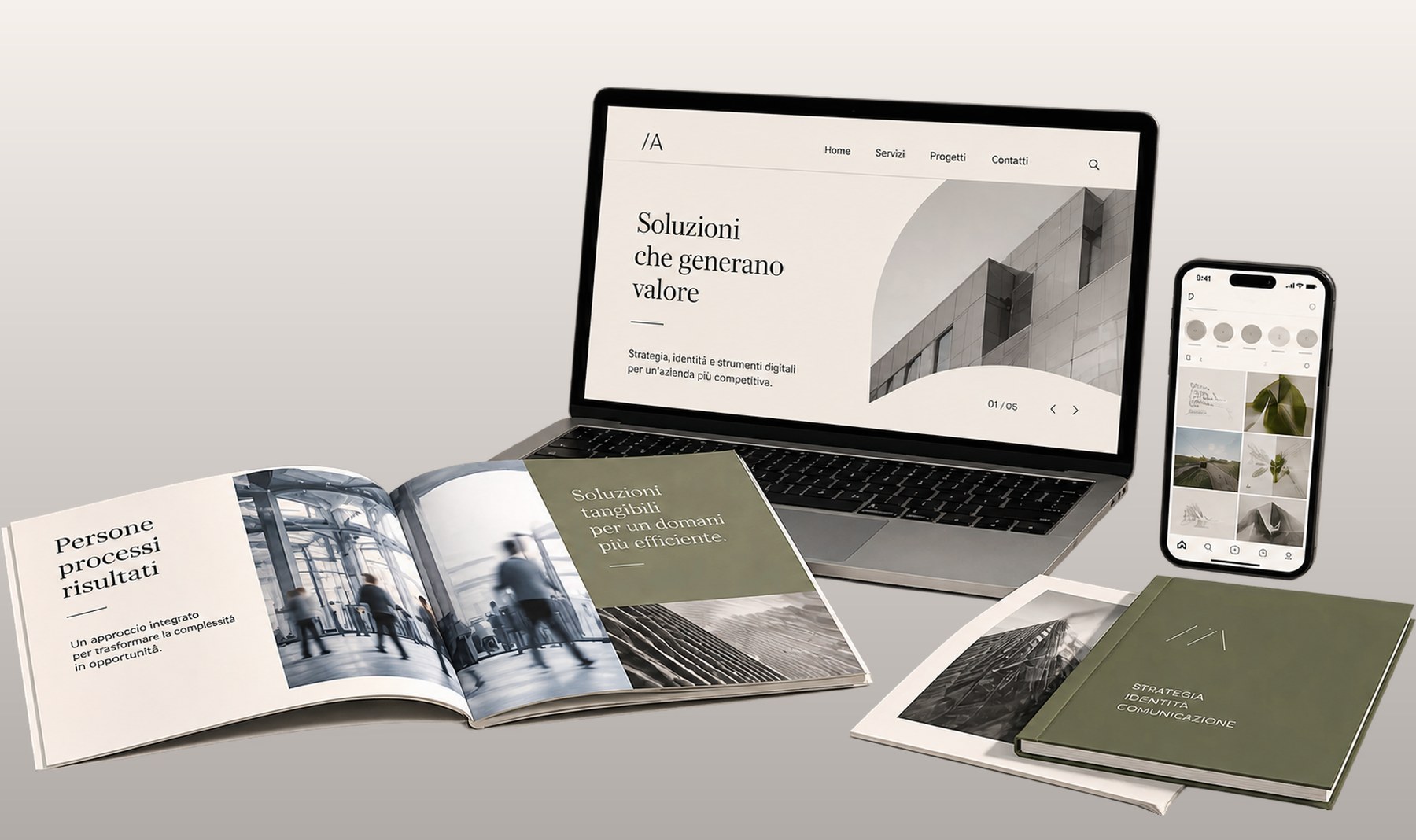 Brochure aziendale progettata da TimeBrand, esempio di immagine coordinata